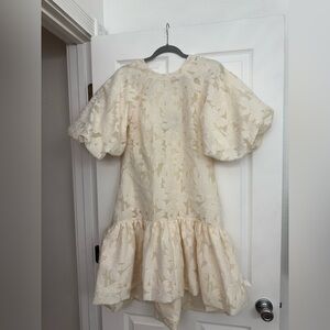 ASOS EDITION textured smock dress with tiered hem in cream